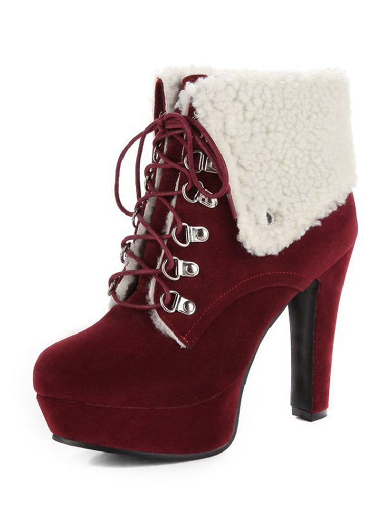 Vintage Suede Faux Fur High Heel Ankle Boots: timeless 1950s elegance she makes her own