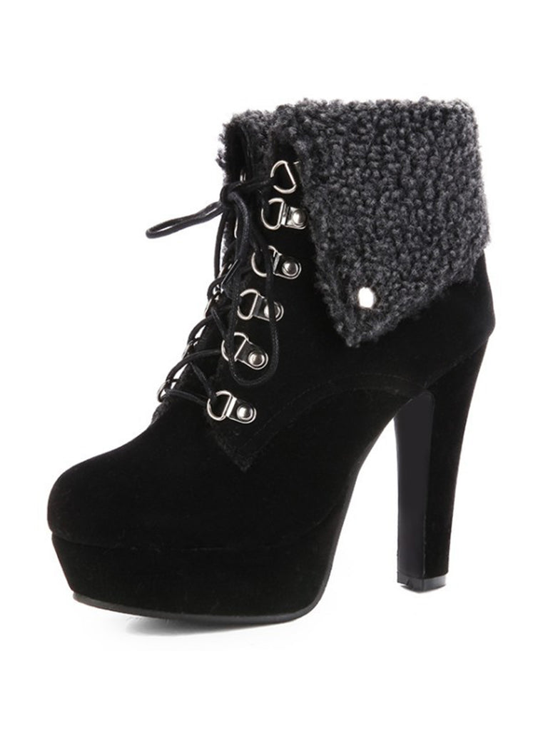 This Vintage Suede Faux Fur High Heel Ankle Boots whispers 1950s secrets to those who notice