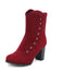 Vintage Suede Faux Fur Lining Studded Mid-Calf Boots - vintage fashion, retro style