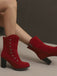 Vintage Suede Faux Fur Lining Studded Mid-Calf Boots - vintage fashion, retro style
