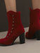 Vintage Suede Faux Fur Lining Studded Mid-Calf Boots - vintage fashion, retro style