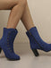 Vintage Suede Faux Fur Lining Studded Mid-Calf Boots - vintage fashion, retro style