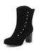 Vintage Suede Faux Fur Lining Studded Mid-Calf Boots - vintage fashion, retro style