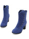 Vintage Suede Faux Fur Lining Studded Mid-Calf Boots - vintage fashion, retro style