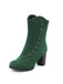 Vintage Suede Faux Fur Lining Studded Mid-Calf Boots - vintage fashion, retro style