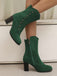 Vintage Suede Faux Fur Lining Studded Mid-Calf Boots - vintage fashion, retro style