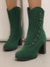 Vintage Suede Faux Fur Lining Studded Mid-Calf Boots - vintage fashion, retro style