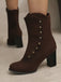Vintage Suede Faux Fur Lining Studded Mid-Calf Boots - vintage fashion, retro style