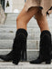 Vintage Tassel Chunky High-heeled Boots - vintage shoes, retro heels
