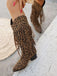 Vintage Tassel Chunky High-heeled Boots - vintage shoes, retro heels