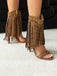 Vintage Tassel Studded Stiletto Boots - vintage fashion, retro style