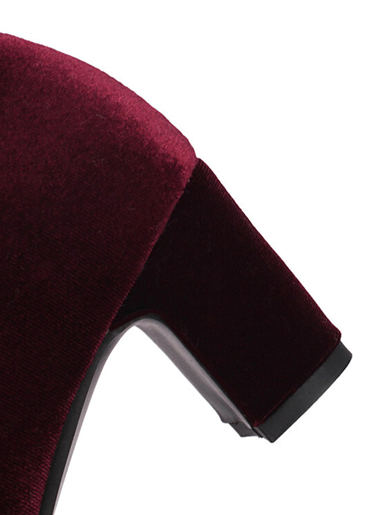 Vintage Velvet T-Strap Chunky Heel Shoes — 1950s vintage charm for her modern wardrobe
