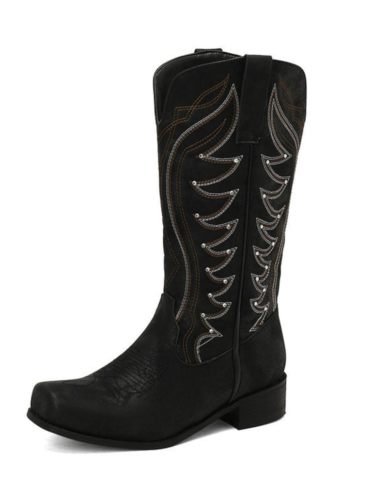 Vintage Western Cowboy Style High Boots - vintage fashion, retro style