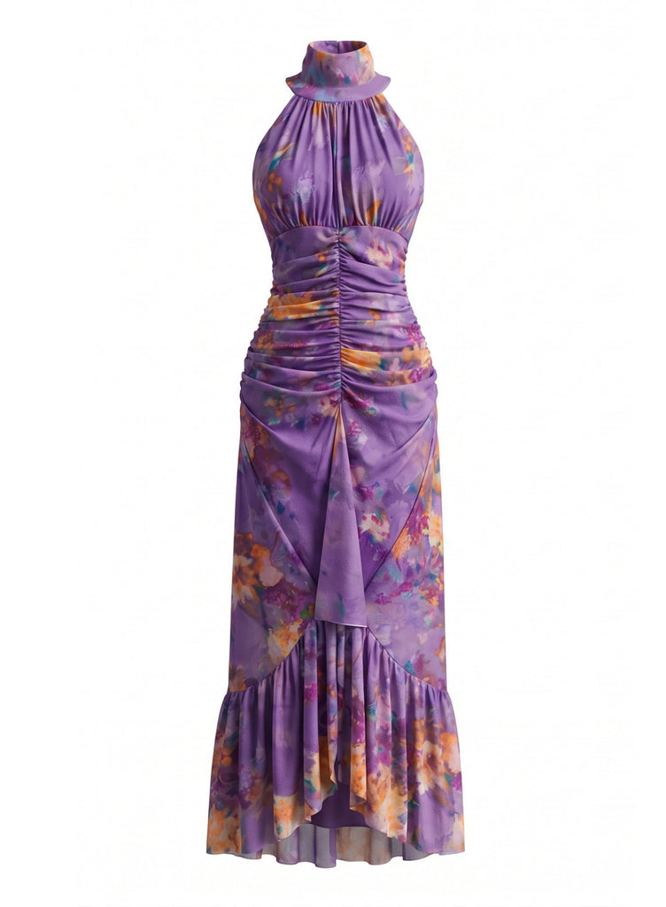 Violet 1970s Floral Vintage Classic Dress 2