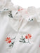 White 1930s Floral Ruffled Off-Shoulder Puff Dress - vintage dress, retro fashion, pure white
