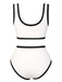 This White 1930s Knit Contrast Swimsuit carries 1930s vacation dreams in every stitch