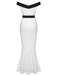 This White 1930s Off-Shoulder Fishtail Dress wraps her in 1930s elegance, one twirl at a time