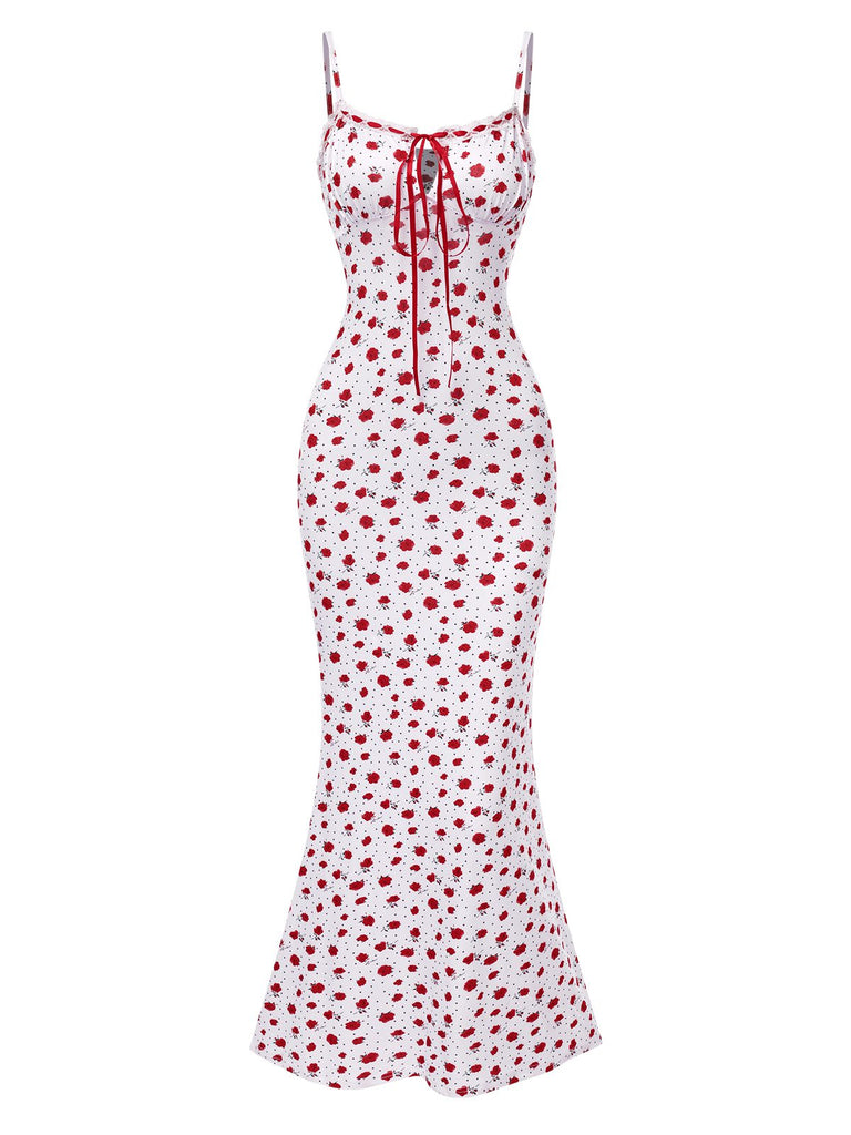 1930s Small Floral Straps Mermaid | 1930s | vintage dress, retro fashion