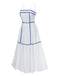 White 1930s Spaghetti Straps Blue Lines Dress, vintage dress, retro fashion - perfect for women who love vintage and retro fashion