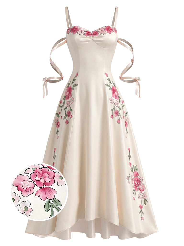 White 1950s Floral Vintage Classic Top
