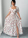 [Plus Size] White 1940s Cherry Print Slit Maxi Dress - vintage dress, retro fashion for vintage lovers