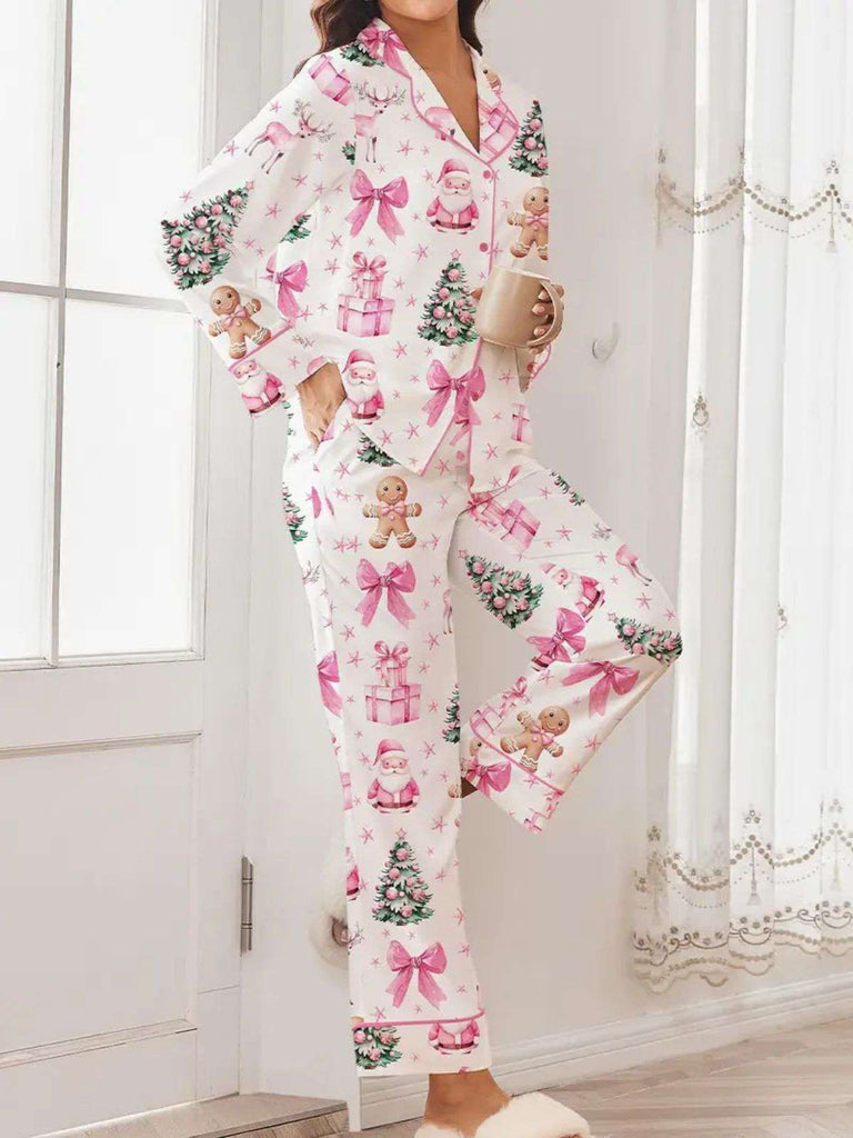 White 1940s Christmas Candy Canes Pajama Set - vintage fashion, retro style, pure white