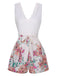 White 1940s Cotton Floral Lace V-Neck Romper, vintage romper, retro jumpsuit - perfect for women who love vintage and retro fashion
