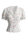White 1980s Floral Vintage Classic Blouse 2