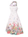 This White 1940s Floral Lapel Patchwork Dress wraps her in 1940s elegance, one twirl at a time