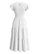 White 1940s Solid Flutter Sleeve Tiered Smocked Dress - vintage dress, retro fashion for vintage lovers