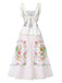 White 1940s Floral Print Tie Back Dress, vintage dress, retro fashion, floral print - perfect for women who love vintage and retro fashion