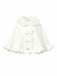 White 1940s Fur-Collar Bow Ruffled Hem Cape - vintage fashion, retro style, pure white