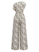 White 1940s Ink Stains Oblique Neck Jumpsuit - vintage jumpsuit, retro fashion, pure white