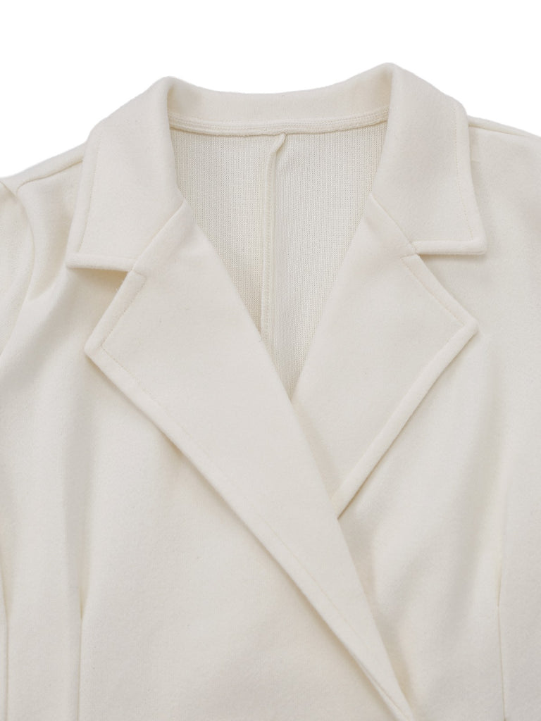 White 1940s Pearl Button Faux-Wool Coat - vintage fashion, retro style, pure white