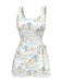 White 1940s Plant Print Square Neck Swimdress: where 1940s romance meets her modern spirit