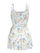 This White 1940s Plant Print Square Neck Swimdress wraps her in 1940s elegance, one twirl at a time