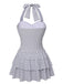 White 1940s Polka Dot Halter Skirted Swimsuit, vintage skirt, retro style - perfect for women who love vintage and retro fashion