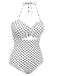 White 1940s Polka Dot Lace Up Halter Swimsuit — vintage elegance for the modern woman