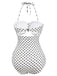 White 1940s Polka Dot Lace Up Halter Swimsuit: timeless style reimagined