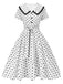 White 1940s Polka Dot Lapel Dress, vintage dress, retro fashion - perfect for women who love vintage and retro fashion
