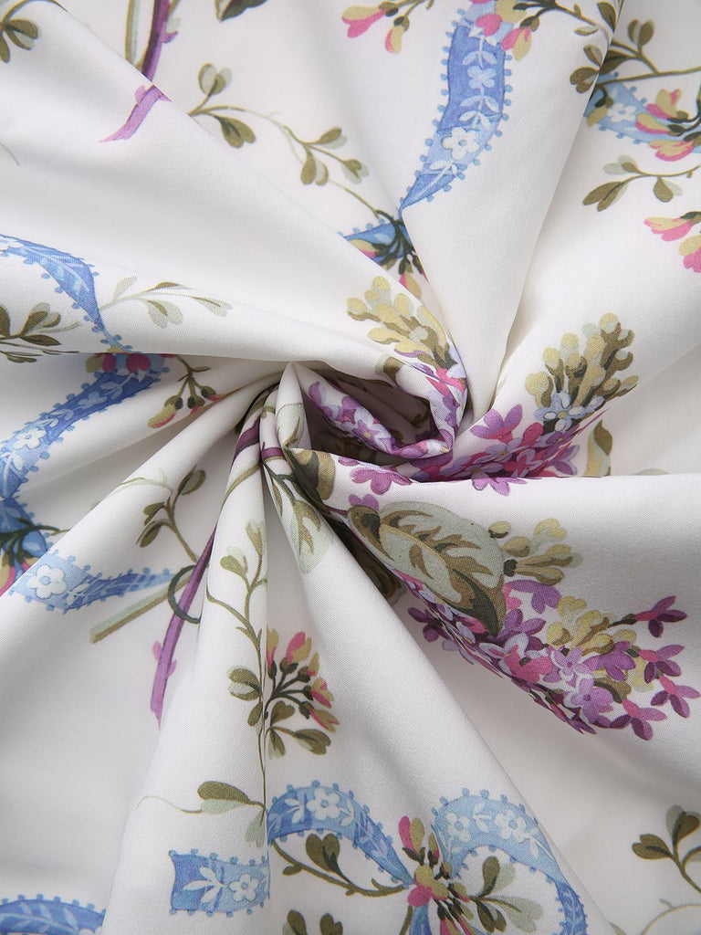 White 1940s Slip Floral Corset Tea Dress - vintage dress, retro fashion, pure white