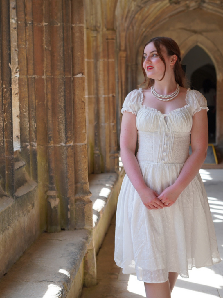 White 1940s Solid Cotton Embroidered Lace Dress, vintage dress, retro fashion - vintage inspired fashion