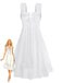 White 1940s Solid Lace Patchwork Tie Front Dress - vintage dress, retro fashion, elegant style for vintage lovers