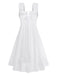 White 1940s Solid Lace Patchwork Tie Front Dress: beautiful vintage dress, retro fashion, elegant style with timeless appeal