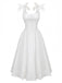 White 1940s Solid Lace-Up Button Dress - vintage dress, retro fashion, pure white