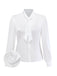 White 1940s Solid Tie Neck Satin Blouse - vintage fashion, retro style, pure white