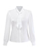 White 1940s Solid Tie Neck Satin Blouse - vintage fashion, retro style, pure white