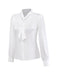 White 1940s Solid Tie Neck Satin Blouse - vintage fashion, retro style, pure white