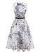 She slips into this White 1940s V-Neck Floral Belted Sleeveless Dress and suddenly it's a 1940s daydream