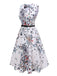 White 1940s V-Neck Floral Belted Sleeveless Dress: where 1940s romance meets her modern spirit